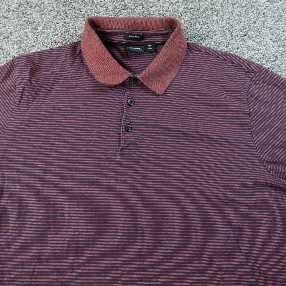Hugo Boss Polo Shirt Mens XL Red Stripe Short Sleeve Casual Preppy Cotton Knit